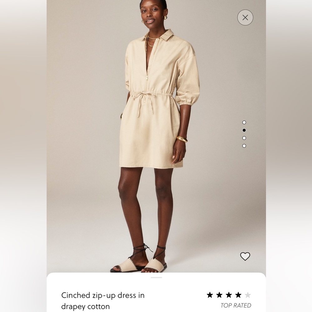 JCrew Cinched zip-up dress in drapey cotton